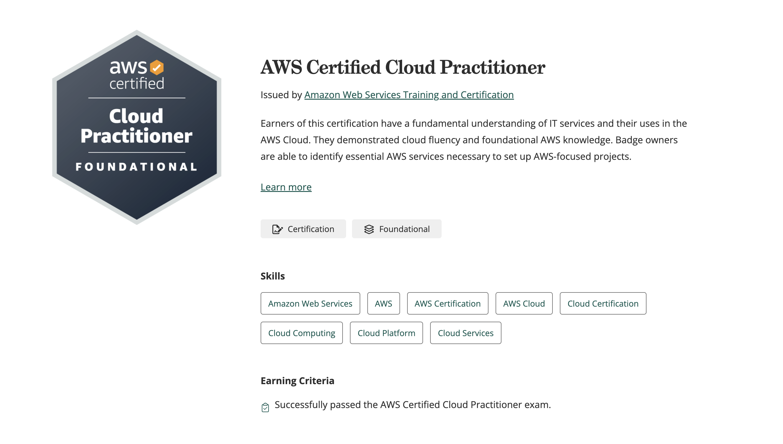 AWS Certified Cloud Practitioner Certificate