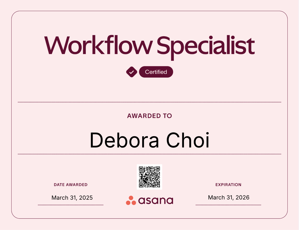 Asana Workflow Specialist Certificate